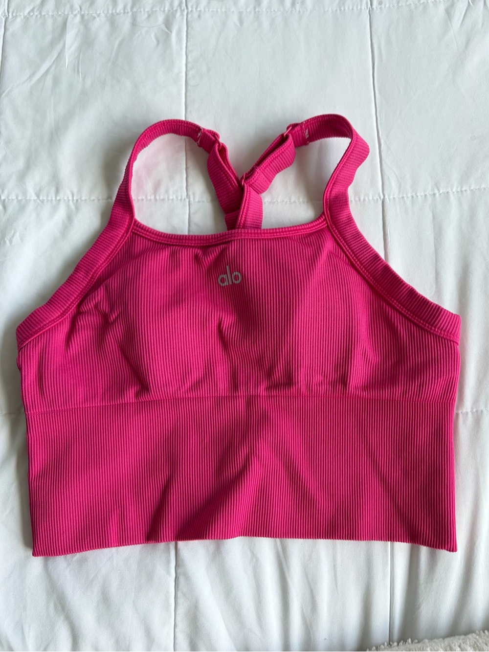 ALO Yoga Ribbed Sports Bra Tank Top - Hot Pink